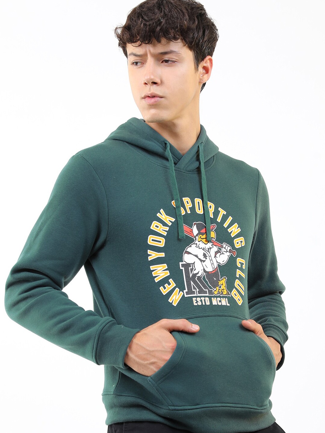 

KETCH Men Green Printed Hooded Sweatshirt