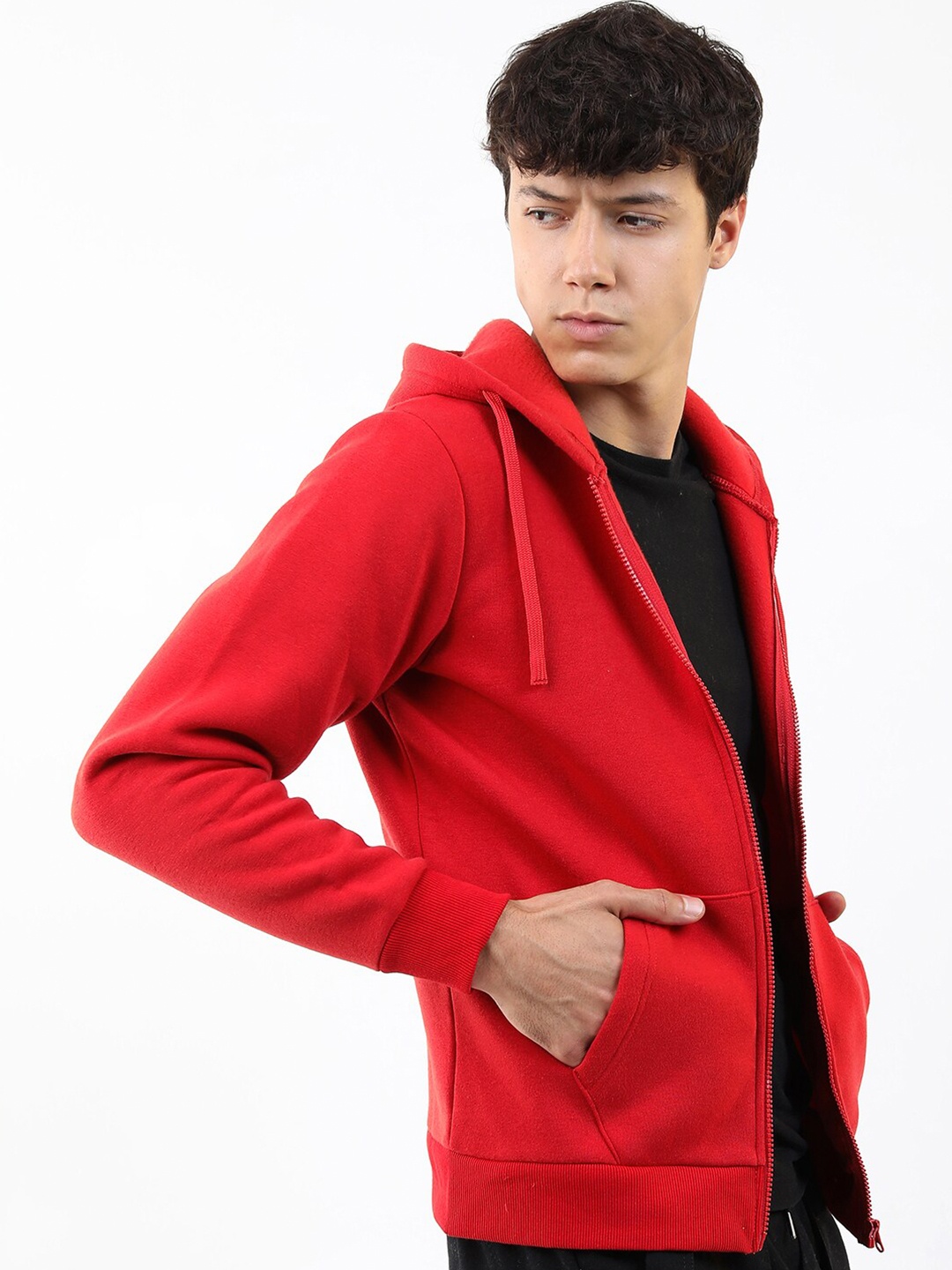 

KETCH Men Red Hooded Solid Sweatshirt