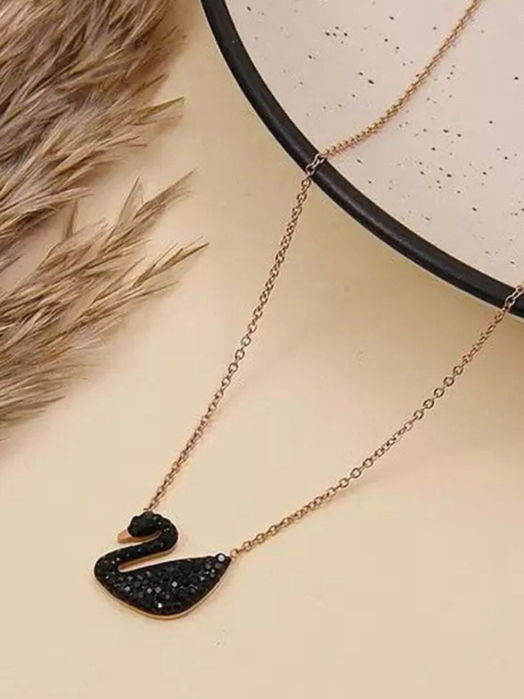 

Jewels Galaxy Gold-Plated & Black Swan Pendant