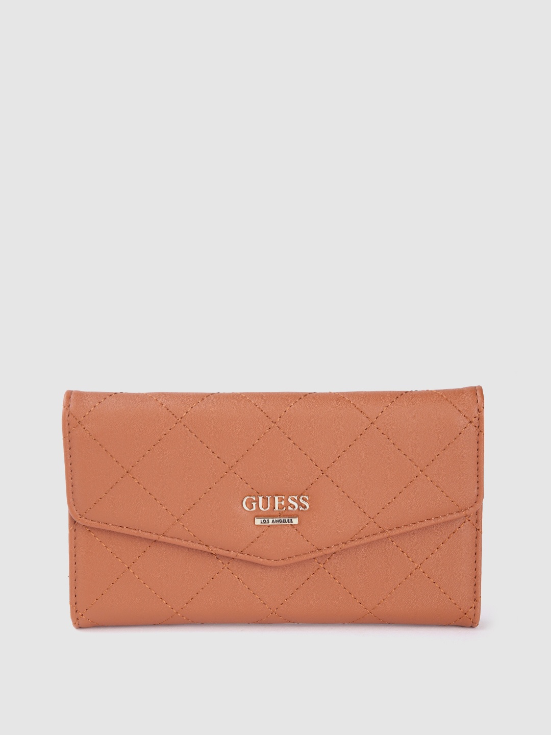 

GUESS Women Brown Quilted Textured Three Fold Wallet