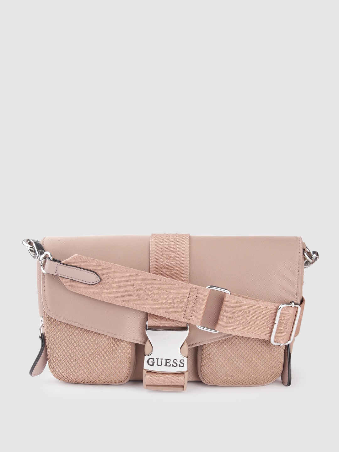 

GUESS Women Brown Solid Structured Sling Bag