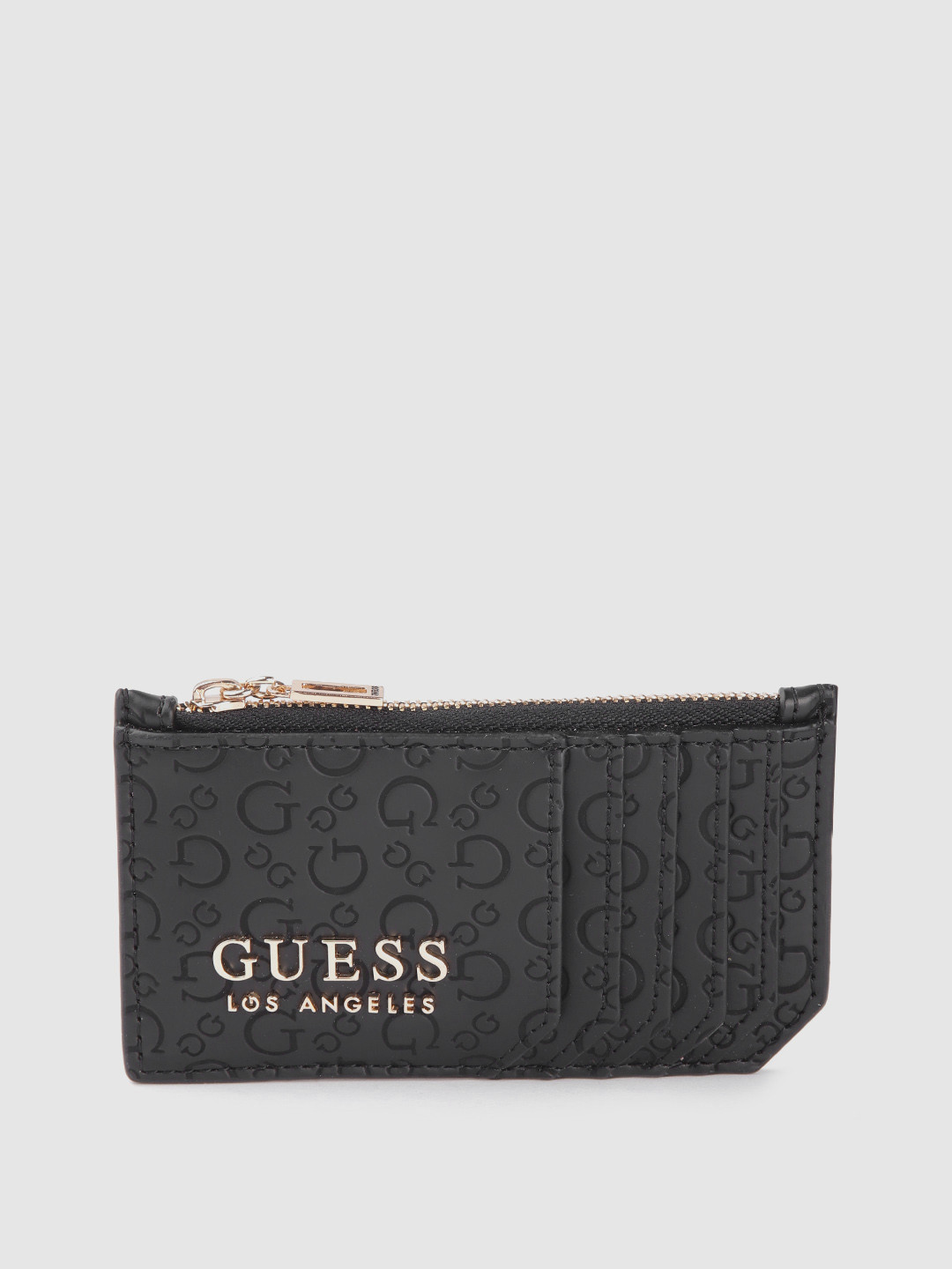 

GUESS Women Black Brand Logo Textured Card Holder
