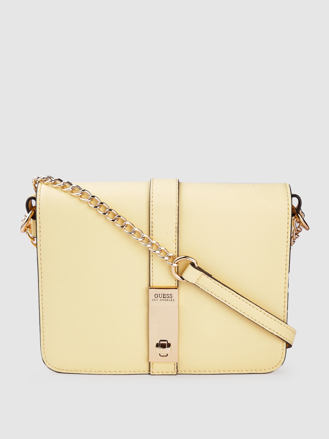 

GUESS Women Yellow Solid Structured Sling Bag