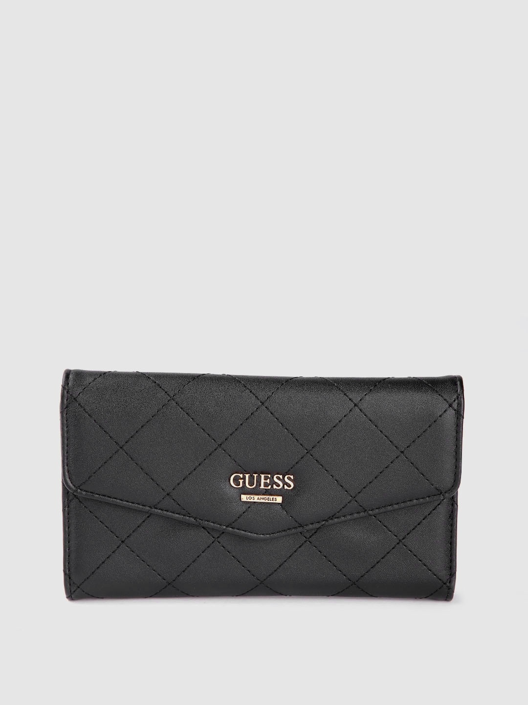 

GUESS Women Black Quilted Textured Structured Shoulder Bag