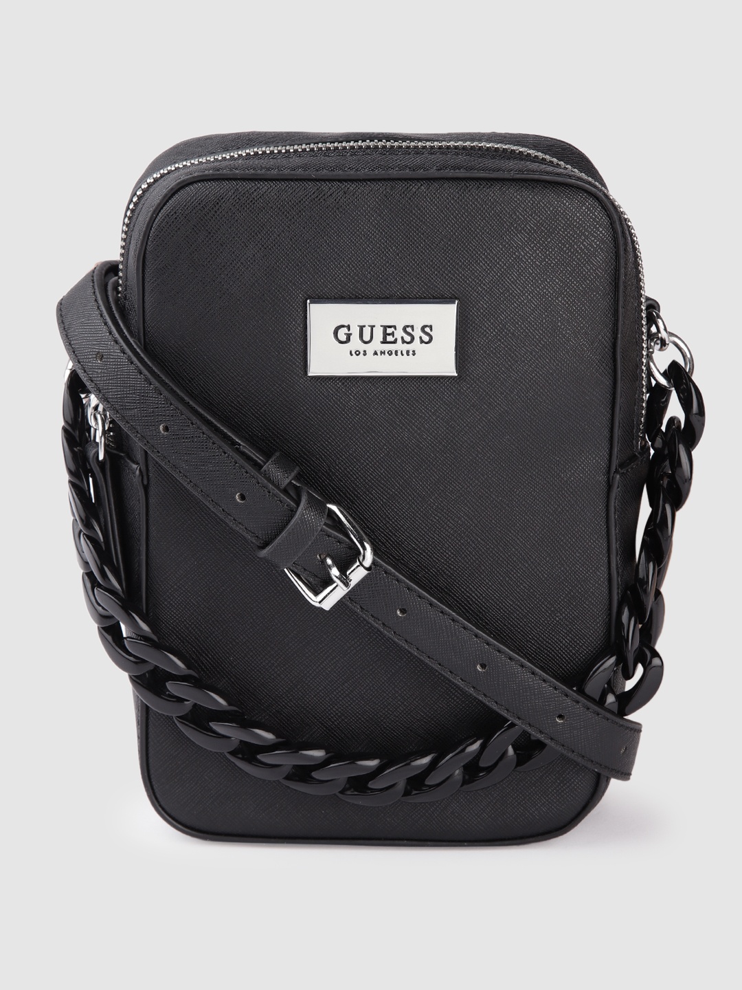 

GUESS Women Black Solid Structured Sling Bag