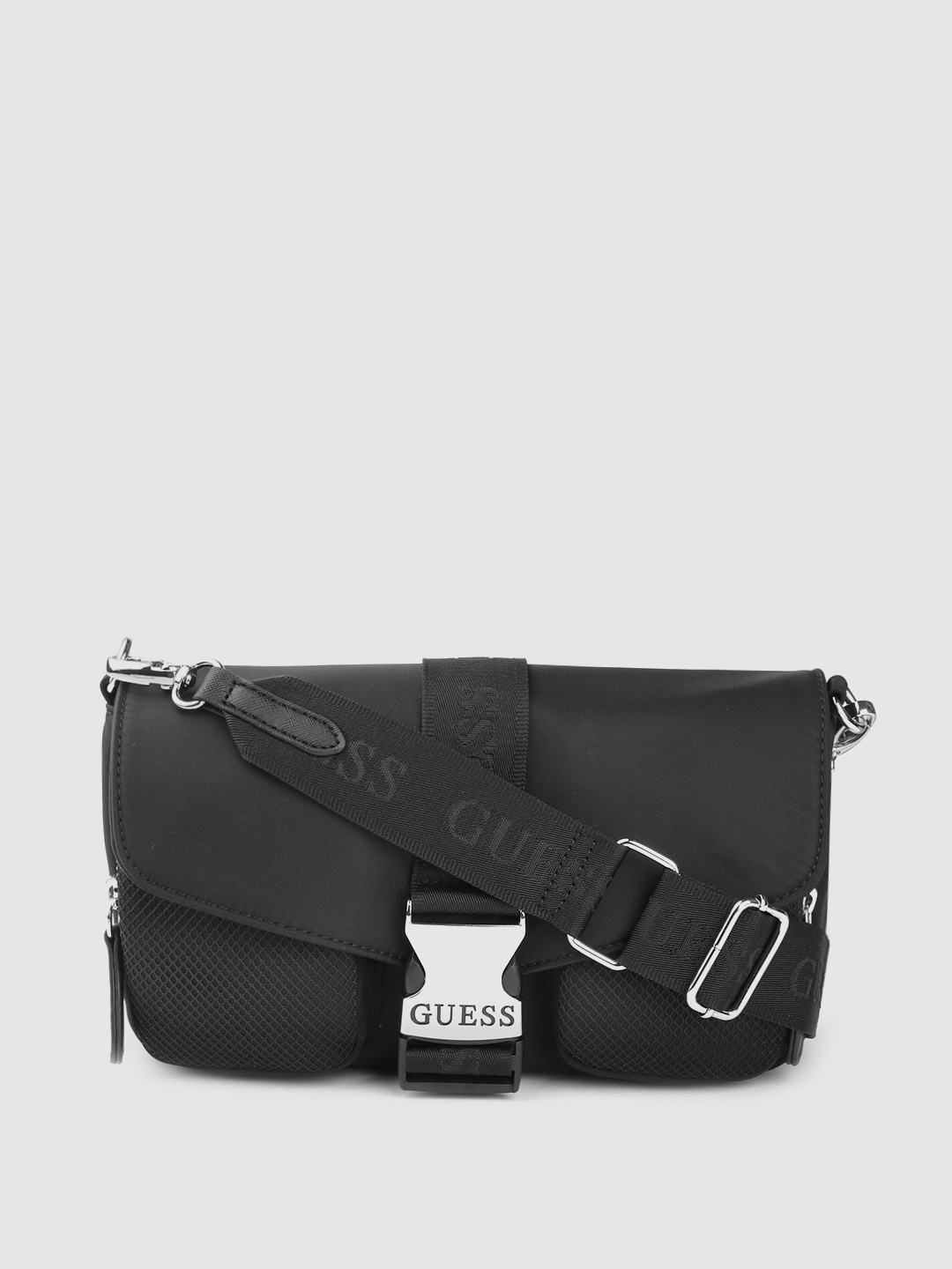 

GUESS Women Black Solid Structured Sling Bag
