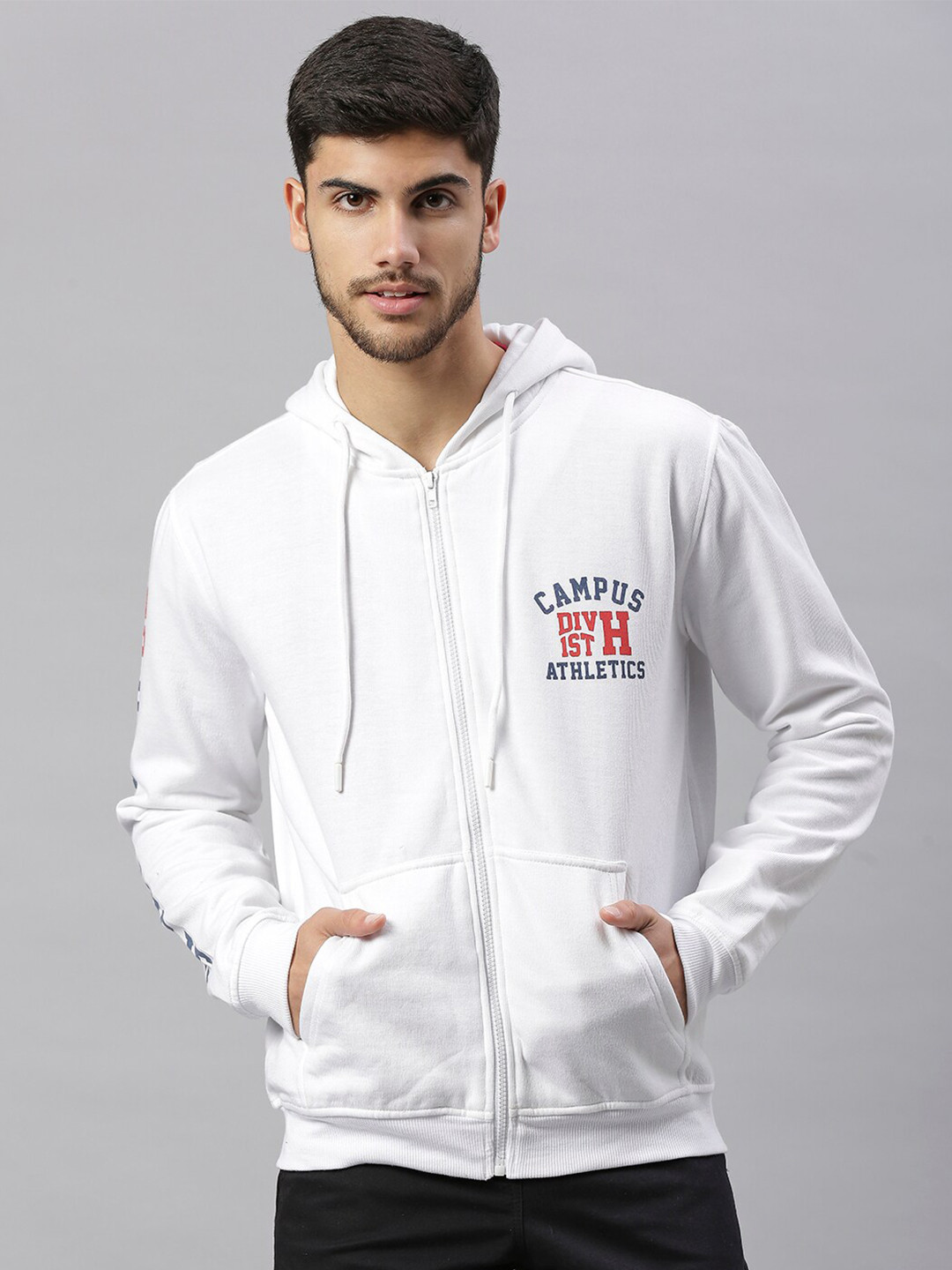 

Hubberholme Men White Hooded Sweatshirt