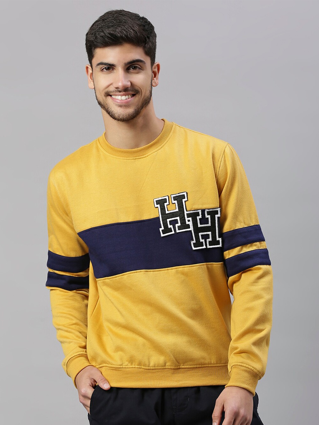 

Hubberholme Men Taupe Colourblocked Sweatshirt