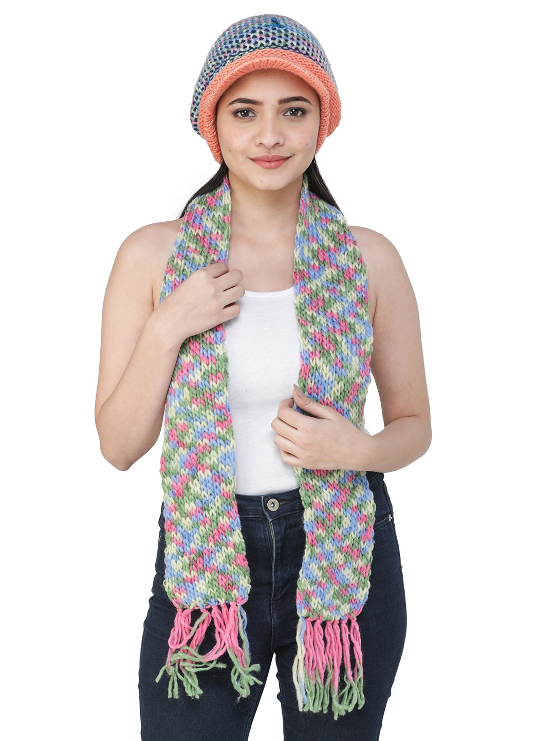 

ELLIS Women Blue & Orange Beanie