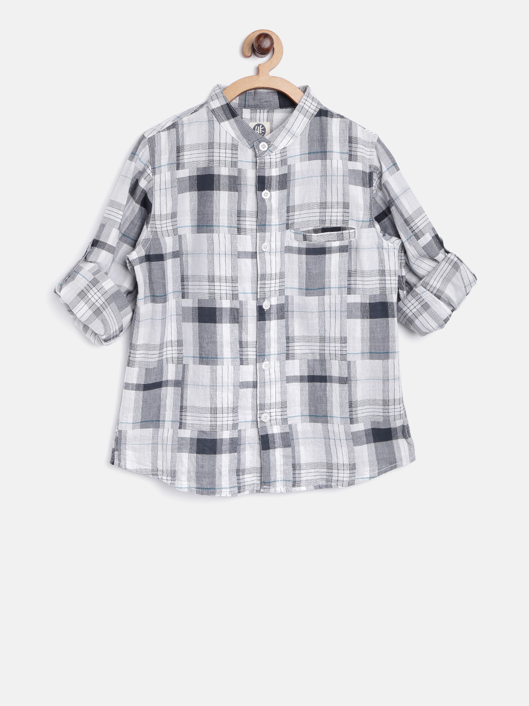 

Yellow Kite Boys White & Grey Checked Casual Shirt