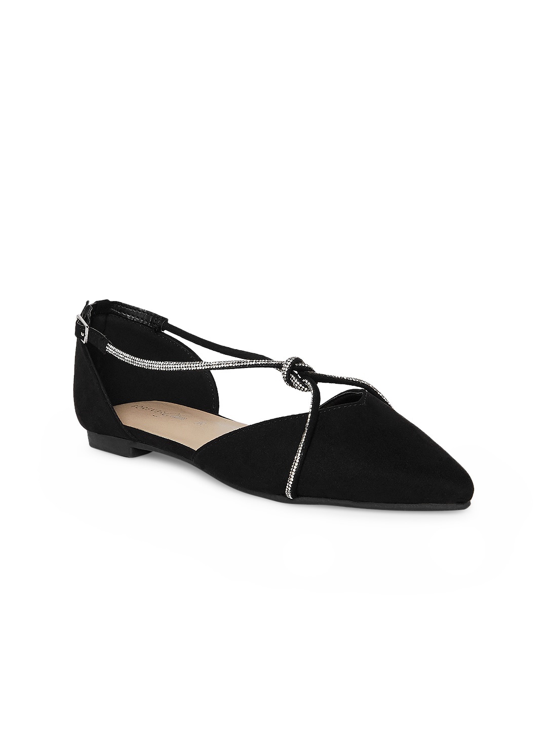 

Forever Glam by Pantaloons Women Black Leather Embellished Mules