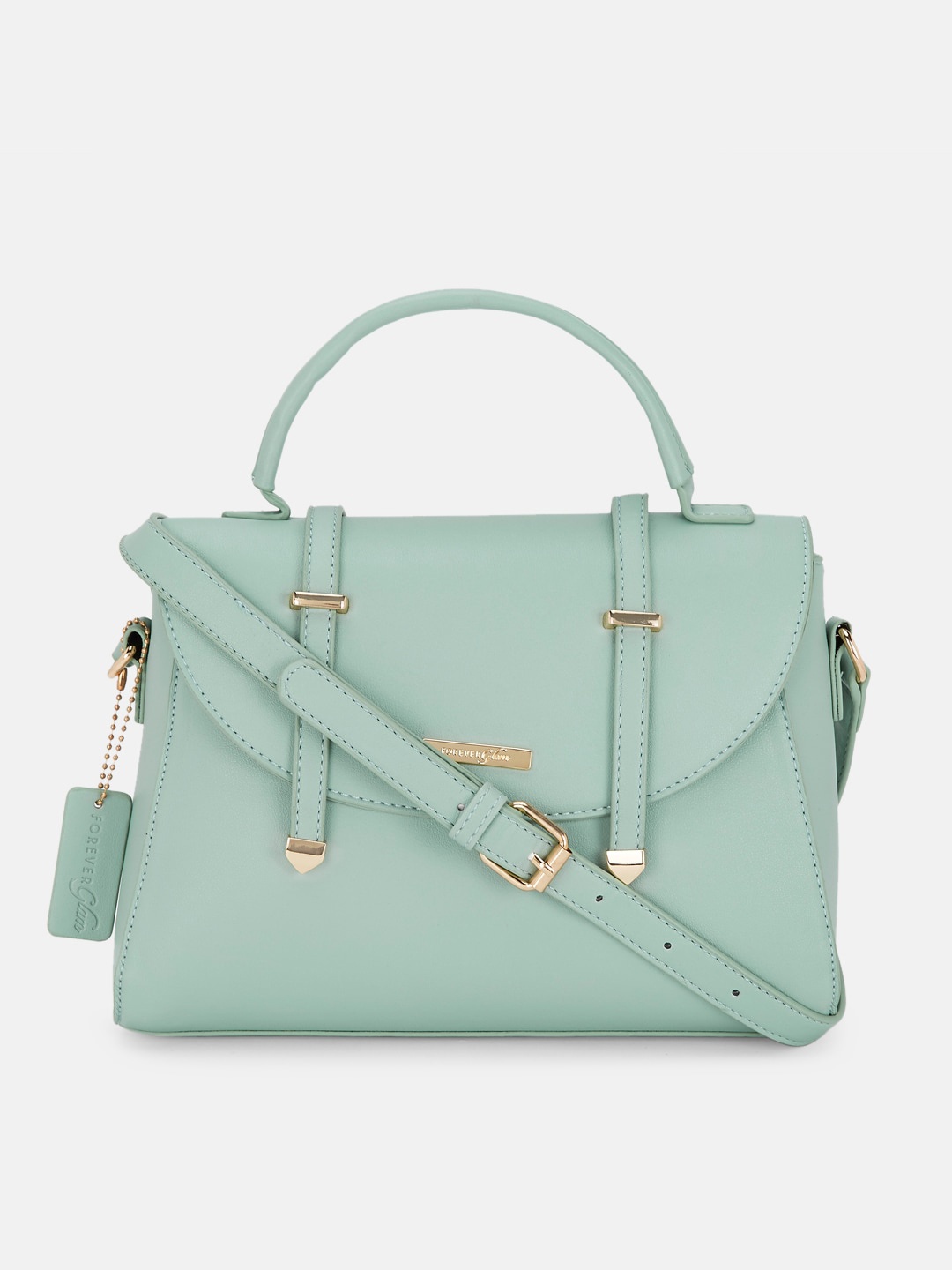 

Forever Glam by Pantaloons Women Green PU Structured Handheld Bag