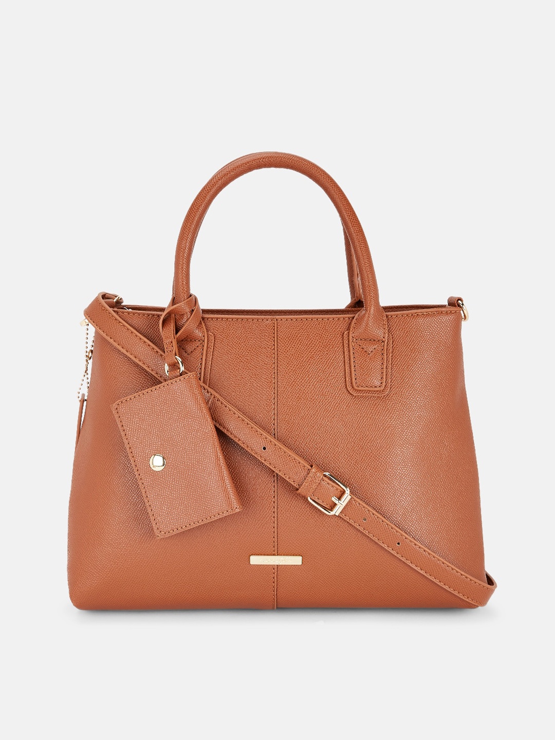 

Forever Glam by Pantaloons Women Tan PU Structured Handheld Bag with Tasselled