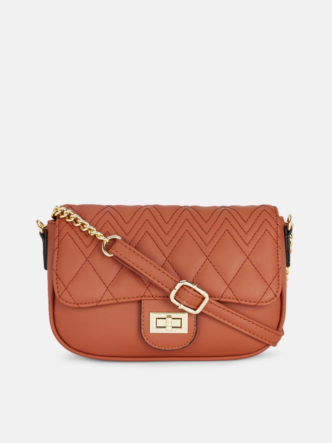 

Forever Glam by Pantaloons Orange Textured Structured Sling Bag