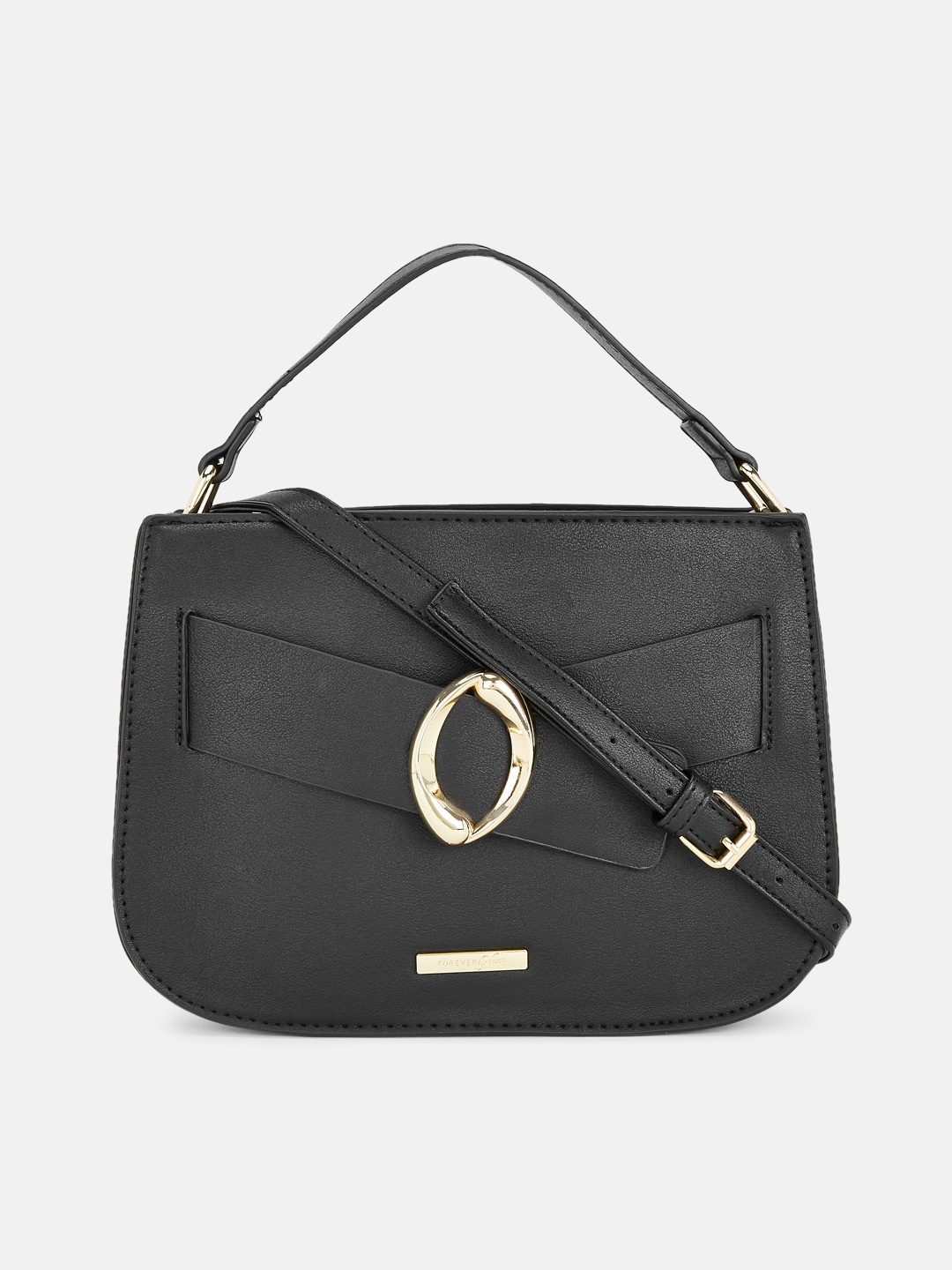 

Forever Glam by Pantaloons Black Textured Structured Satchel