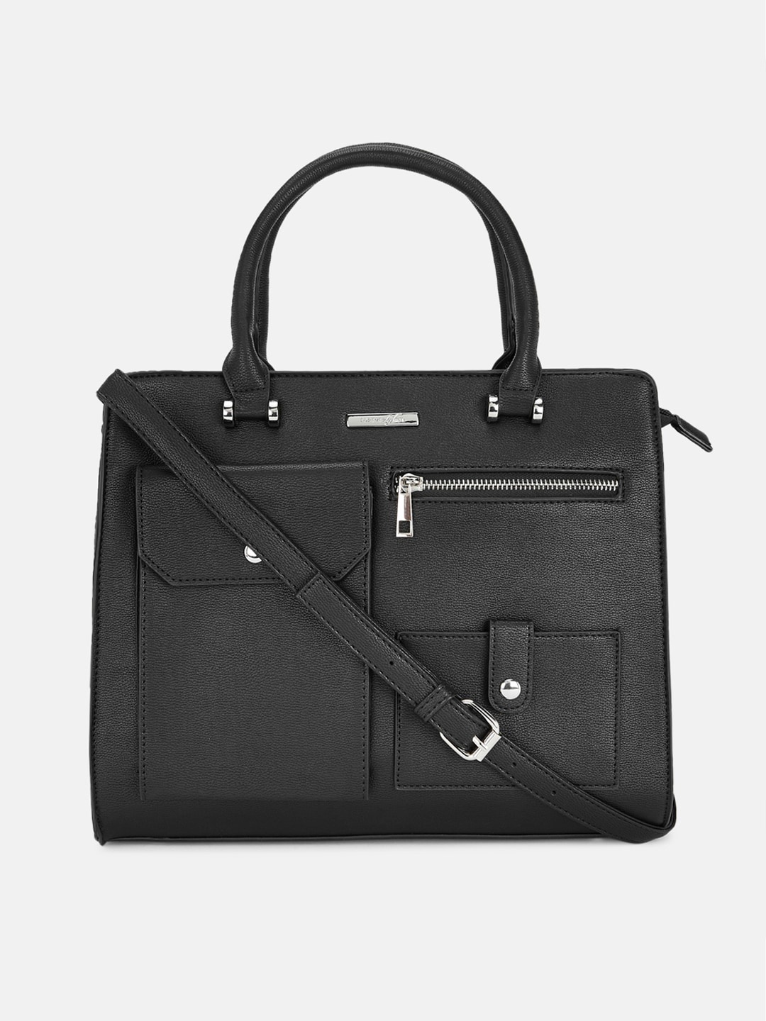 

Forever Glam by Pantaloons Women Black Textured Handheld Bag