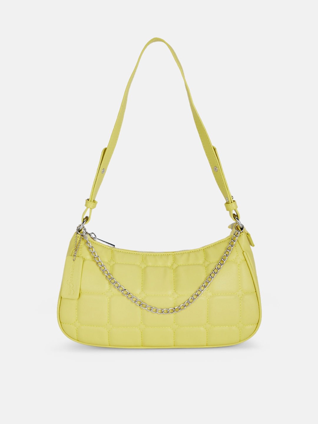 

Forever Glam by Pantaloons Women Yellow PU Structured Quilted Sling Bag