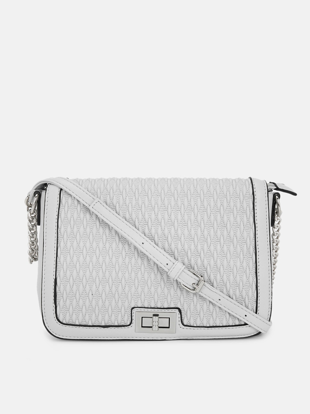 

Forever Glam by Pantaloons Grey Textured Structured Sling Bag