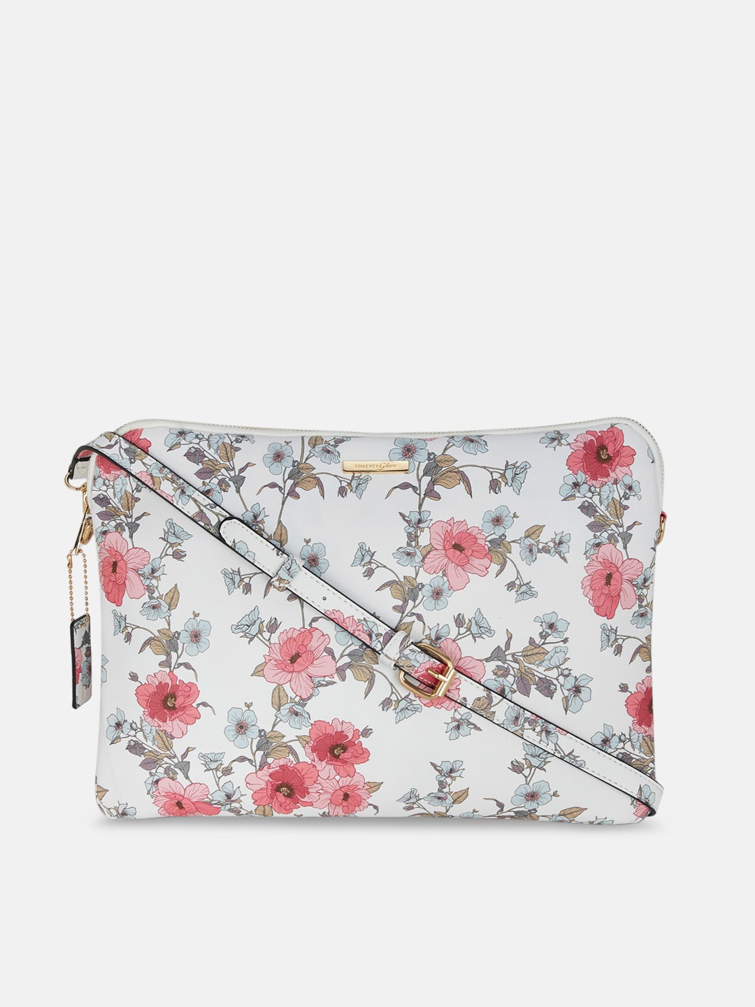

Forever Glam by Pantaloons White Floral Printed PU Structured Sling Bag