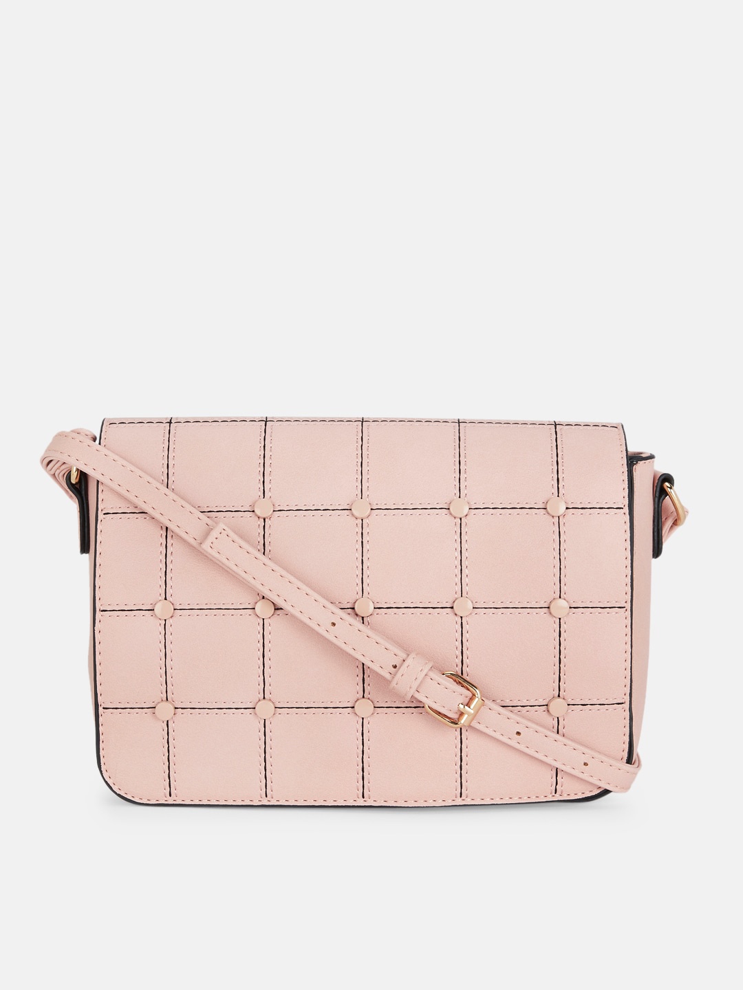 

Forever Glam by Pantaloons Pink Checked Structured Sling Bag