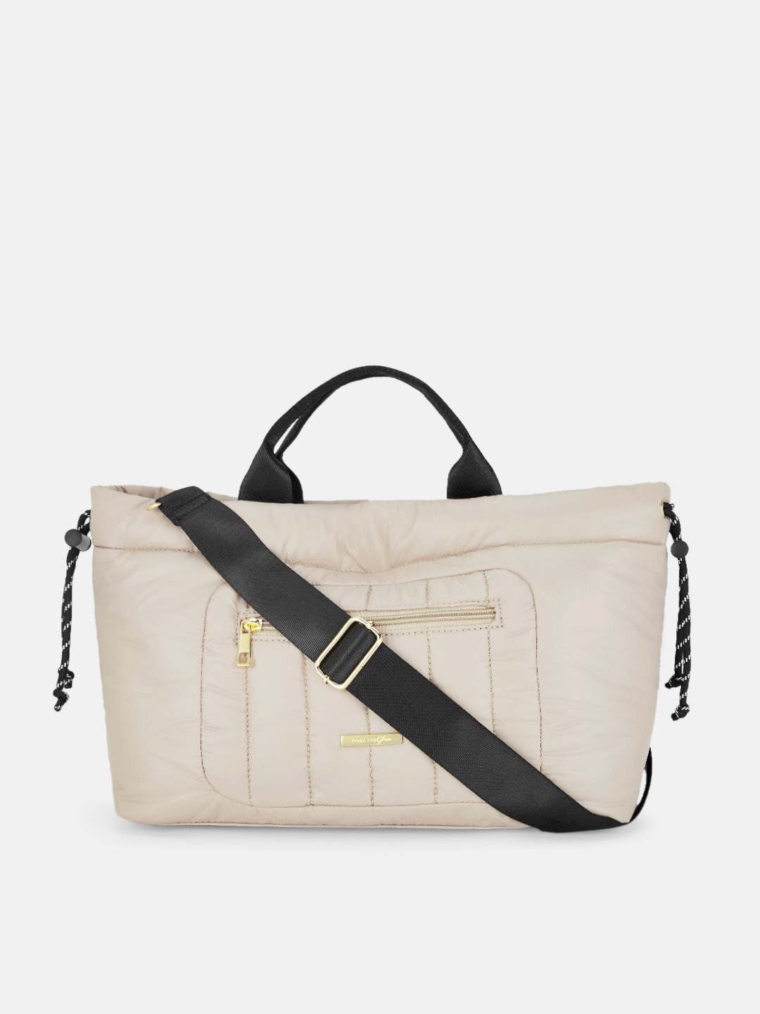 Forever Glam by Pantaloons Taupe PU Oversized Structured Handheld Bag