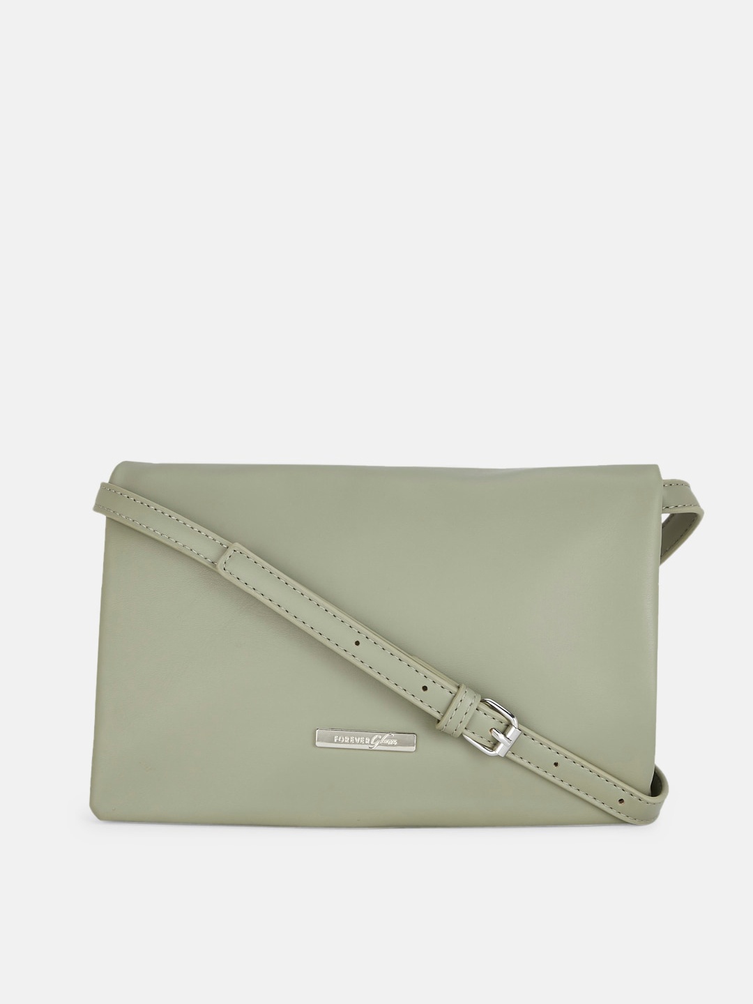 

Forever Glam by Pantaloons Green PU Structured Sling Bag