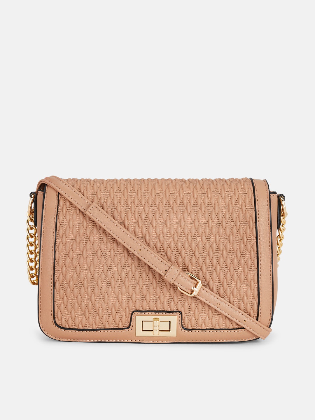 

Forever Glam by Pantaloons Tan Textured Structured Sling Bag