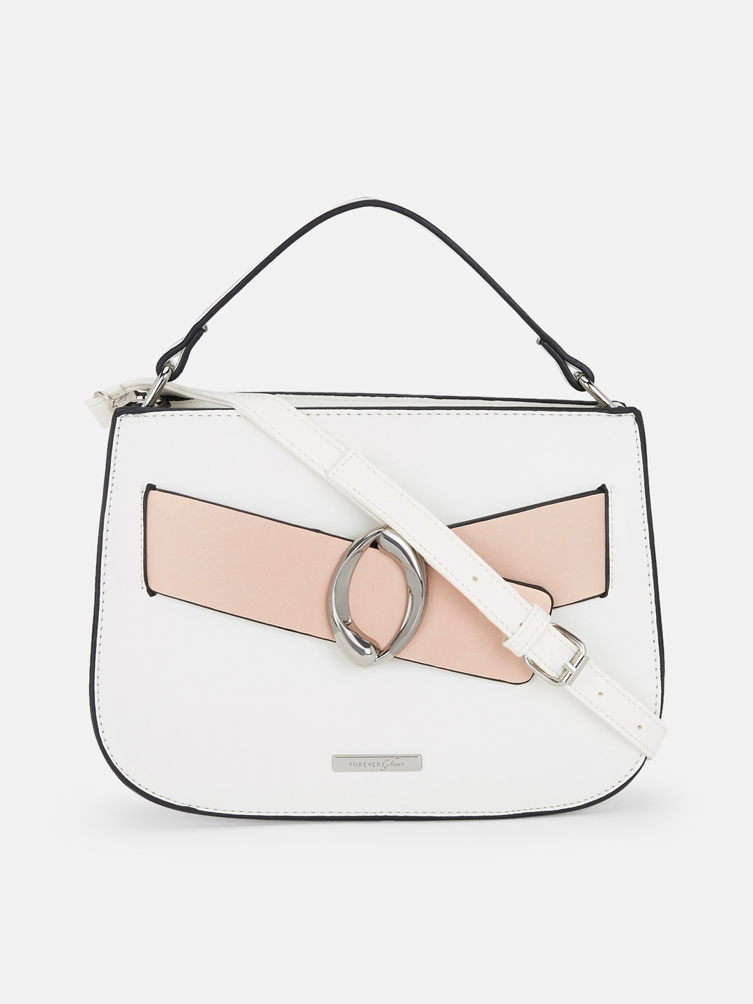 

Forever Glam by Pantaloons White & Pink Structured Satchel Bag