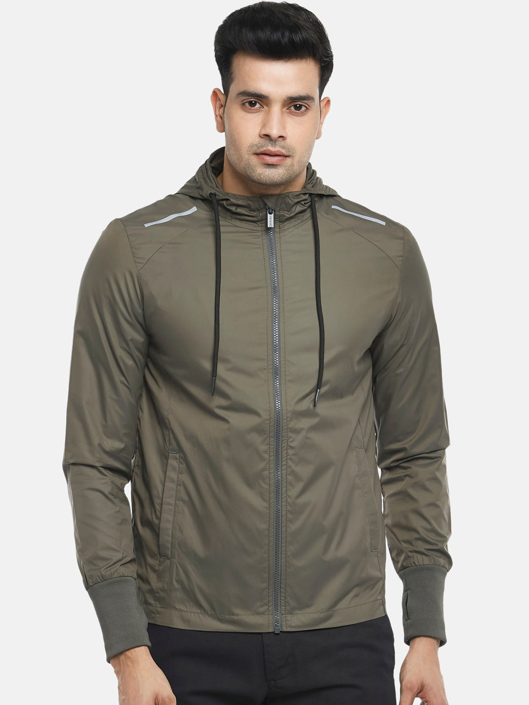 

BYFORD by Pantaloons Men Olive Green Bomber Jacket
