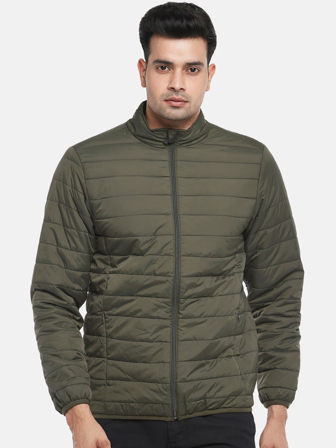 

BYFORD by Pantaloons Men Olive Green Solid Outdoor Padded Jacket