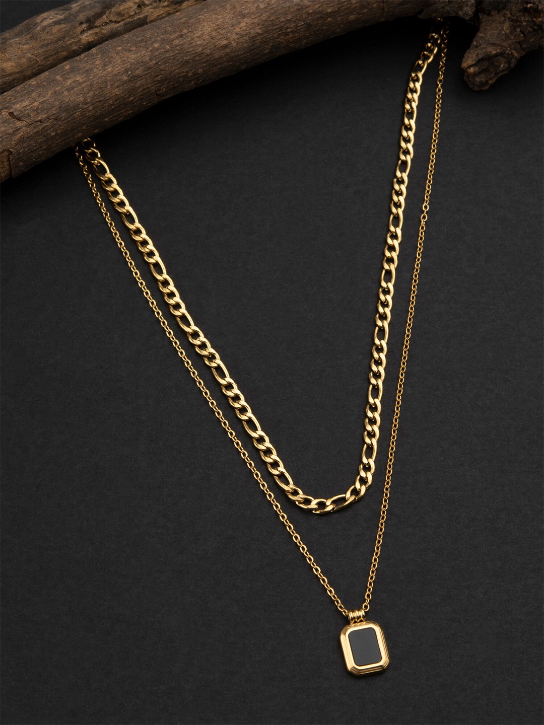 

E2O Women Gold-Toned & Black Brass Gold-Plated Necklace