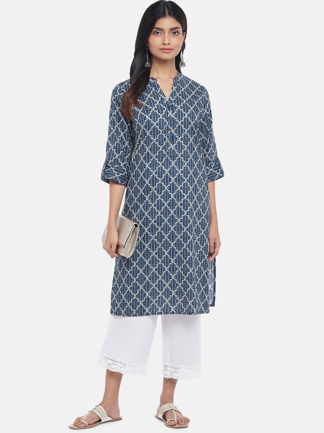 

RANGMANCH BY PANTALOONS Women Blue Geometric Printed Kurta