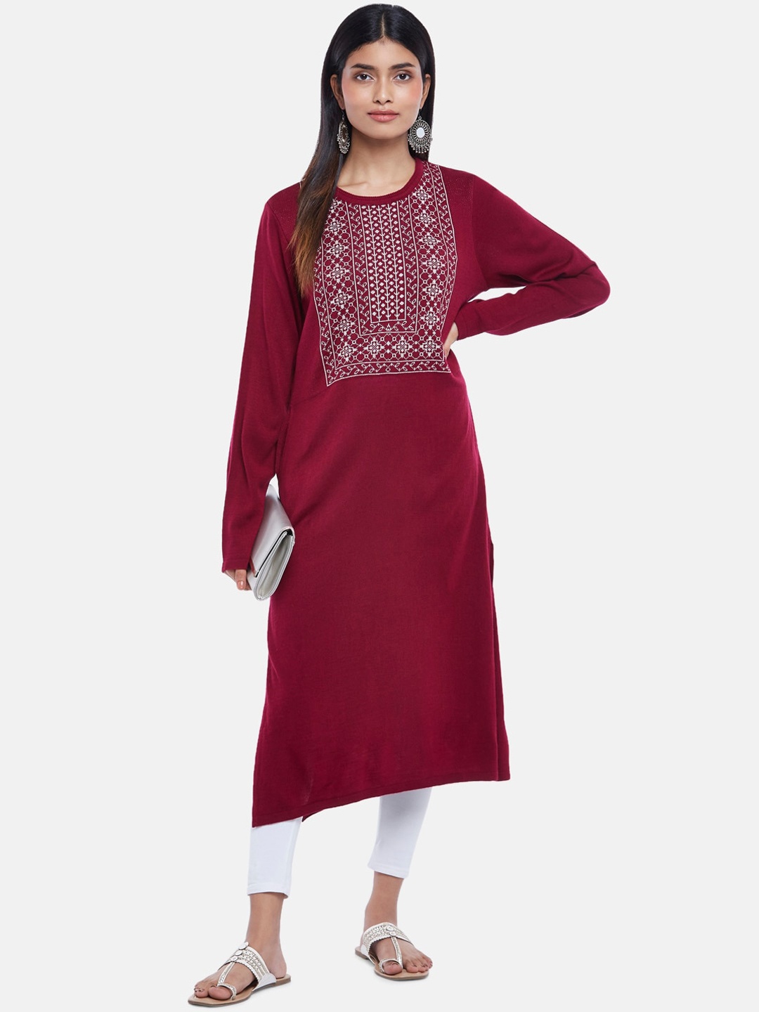 

RANGMANCH BY PANTALOONS Women Fuchsia Yoke Design Acrylic Kurta