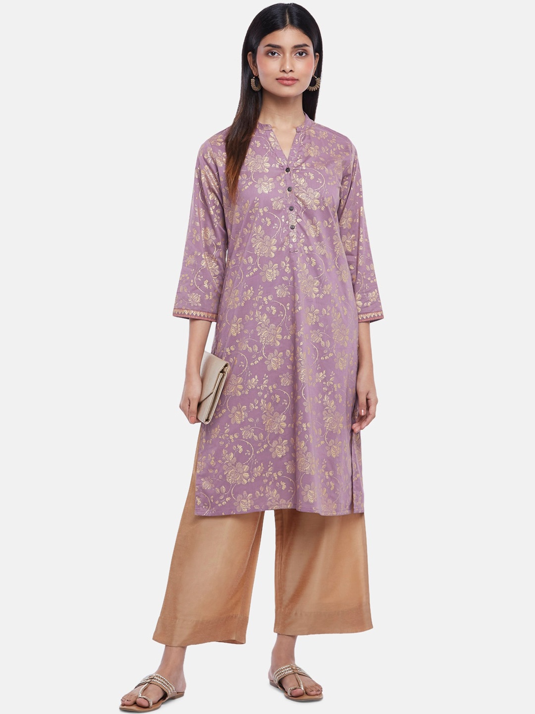 

RANGMANCH BY PANTALOONS Women Purple Ethnic Motifs Printed Kurta