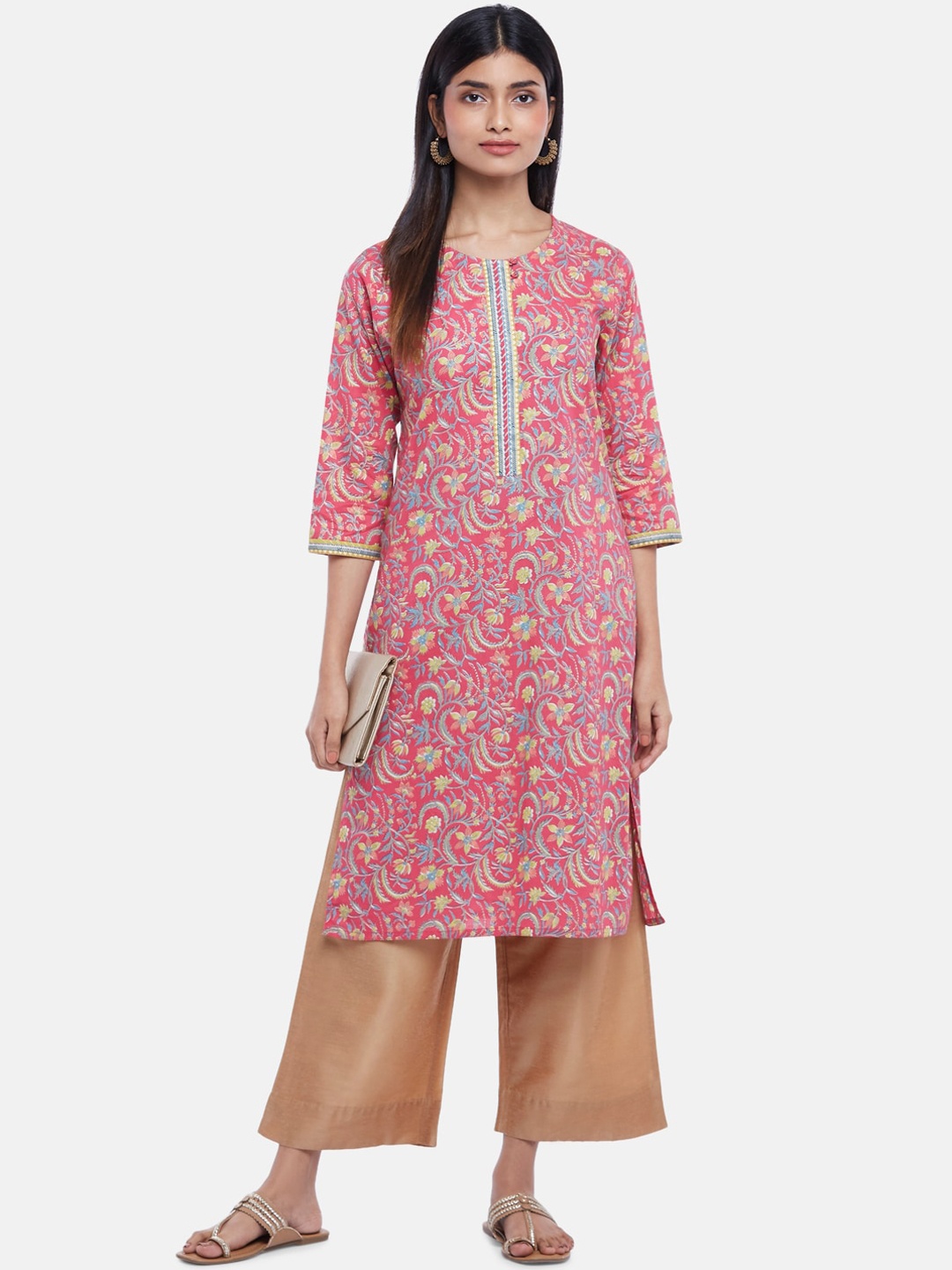 

RANGMANCH BY PANTALOONS Women Fuchsia Floral Printed Kurta