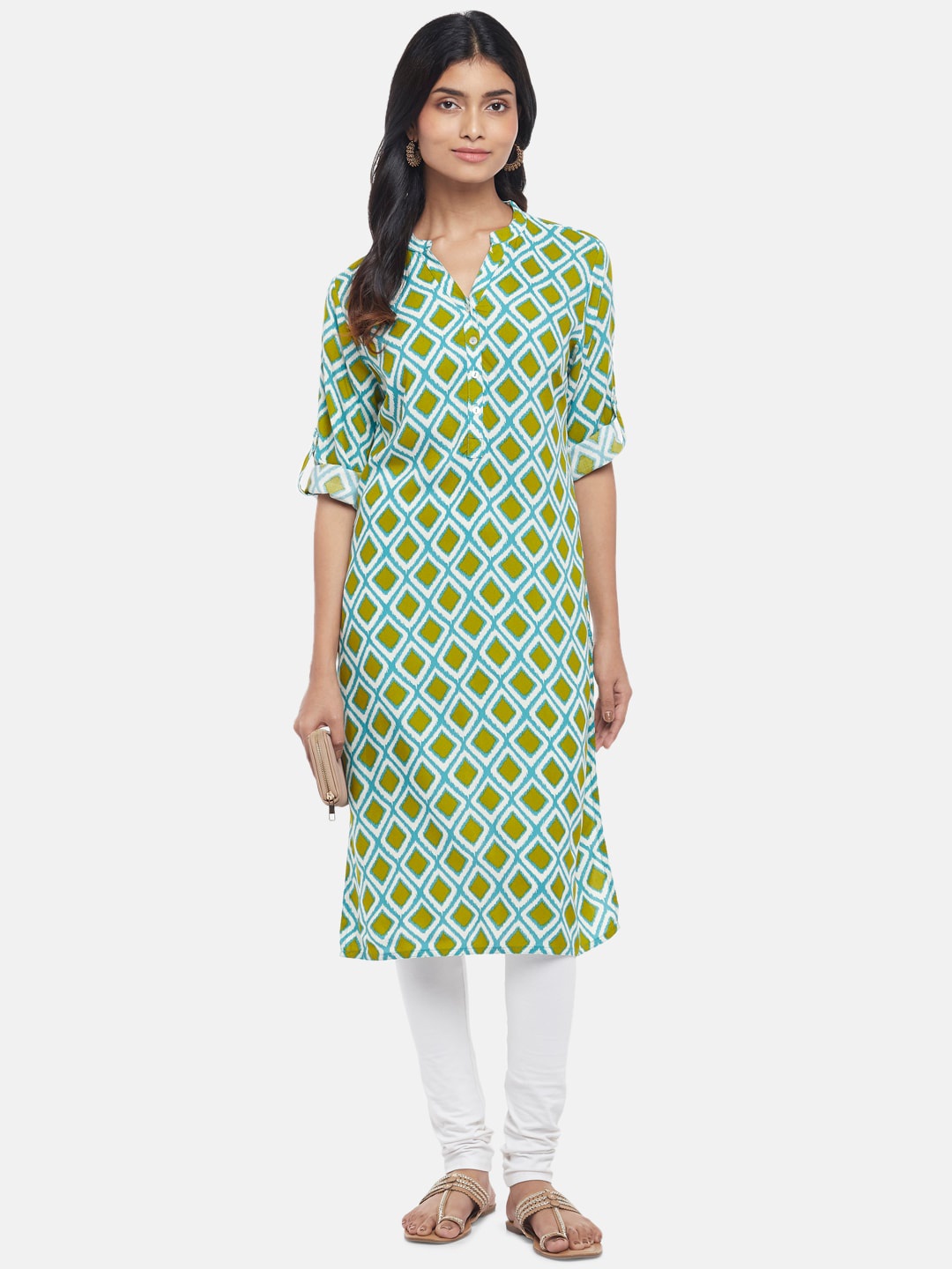 

RANGMANCH BY PANTALOONS Women Blue Geometric Printed Kurta