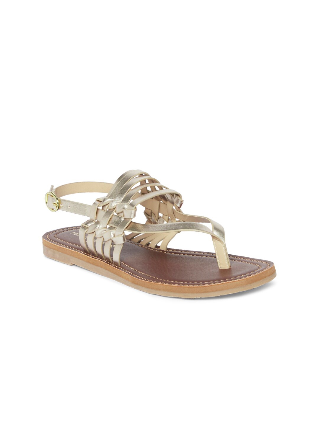 

Forever Glam by Pantaloons Women Gold-Toned T-Strap Flats