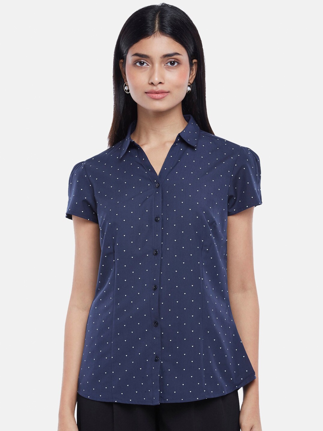 

Annabelle by Pantaloons Women Navy Blue Printed Casual Shirt