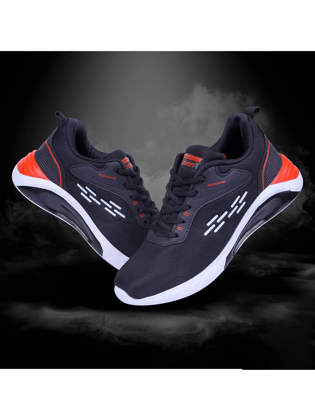

ASIAN Men Black Mesh Running Non-Marking Shoes