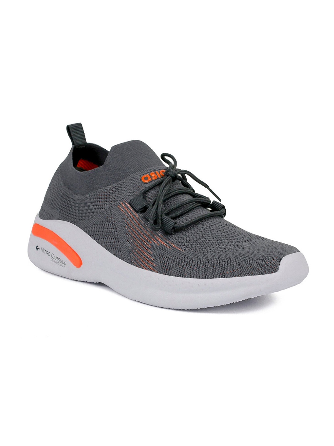 

ASIAN Men Grey & Orange Mesh Non-Marking Running Shoes