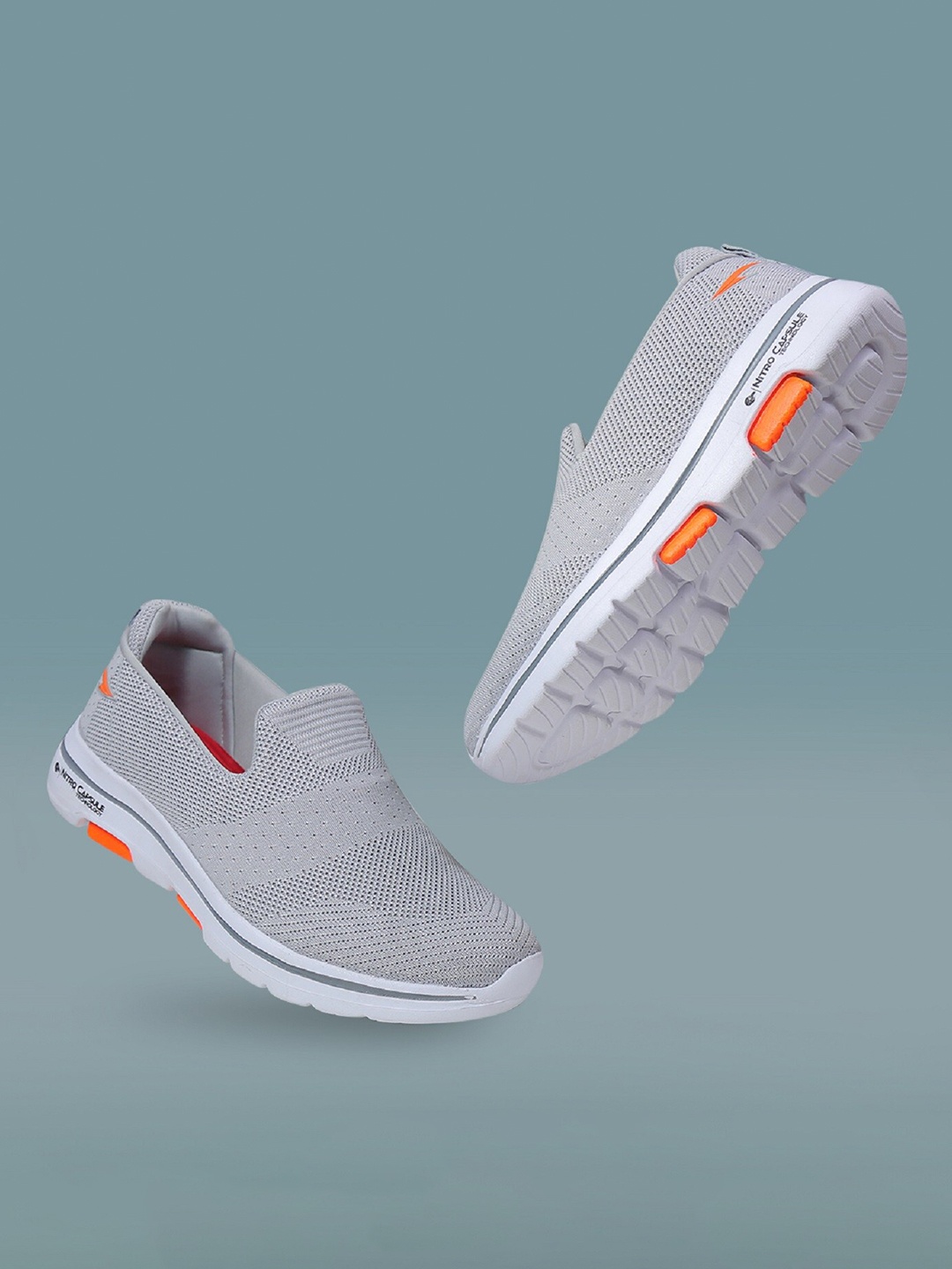 

ASIAN Men Grey Mesh Sports Running Non-Marking Shoes