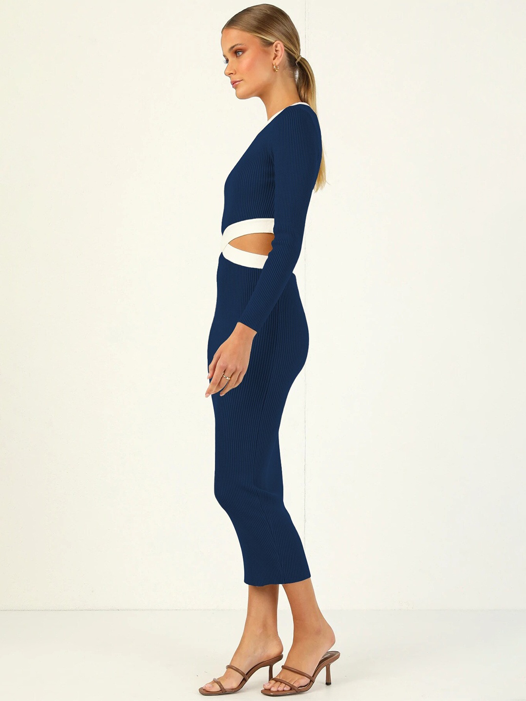 

StyleCast Women Navy Blue Solid Bodycon Midi Dress