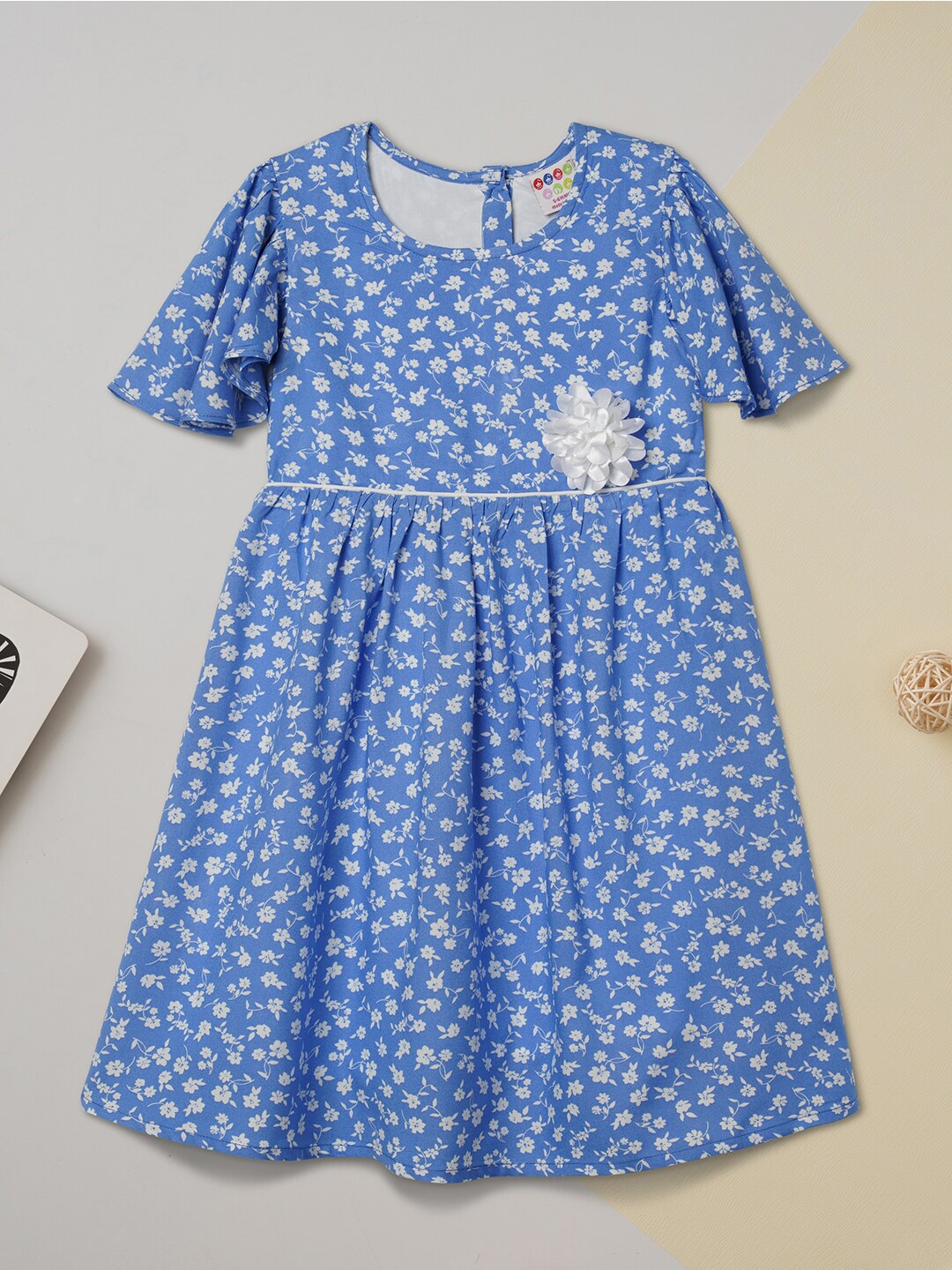 

ZION Girls Blue & White Floral Dress