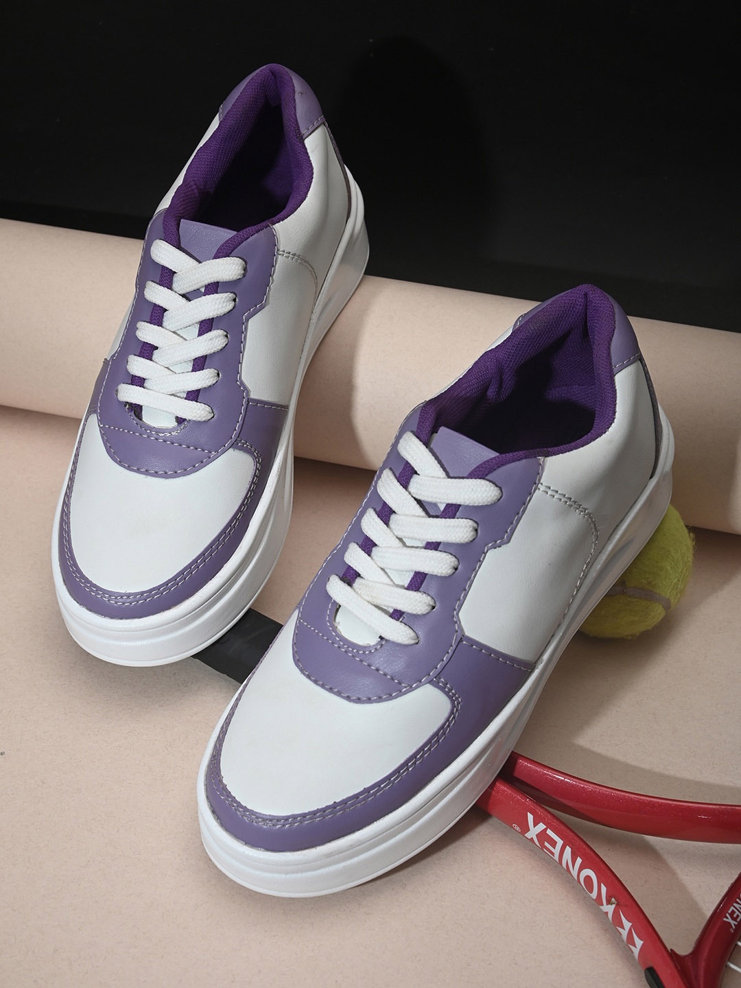 

Fashion Victim Women Purple & White Colourblocked Sneakers