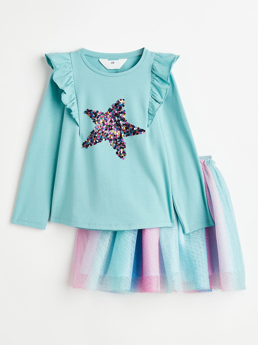 

H&M Girls Blue Embellished 2-Piece Skirt Set