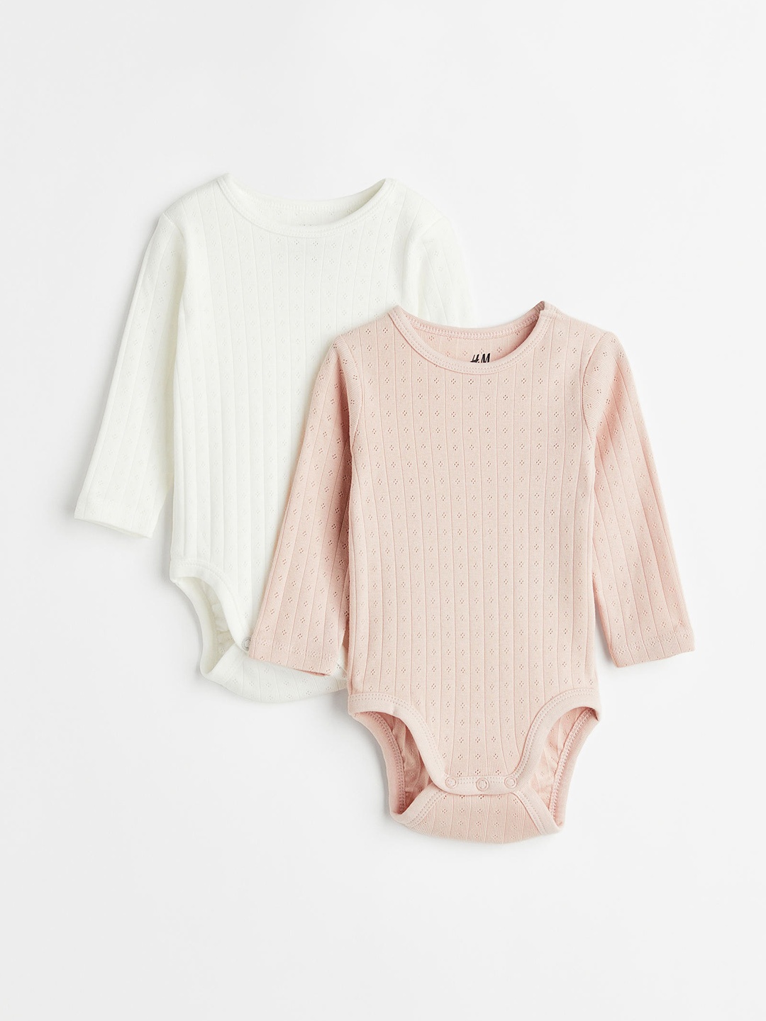 

H&M Boys 2-Pack Long-Sleeved Bodysuits, Pink