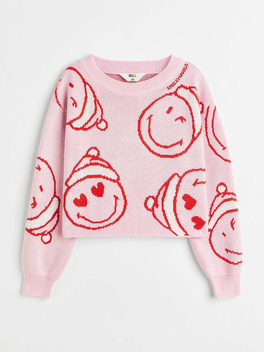 

H&M Girls Pink Printed Jacquard-Knit Jumper