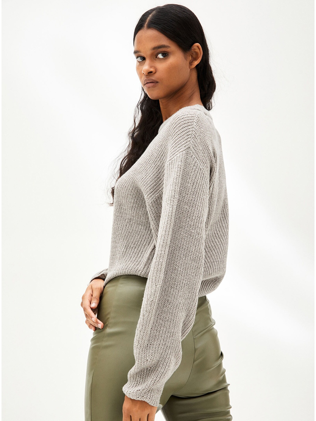 

H&M Women Knitted Jumper, Grey