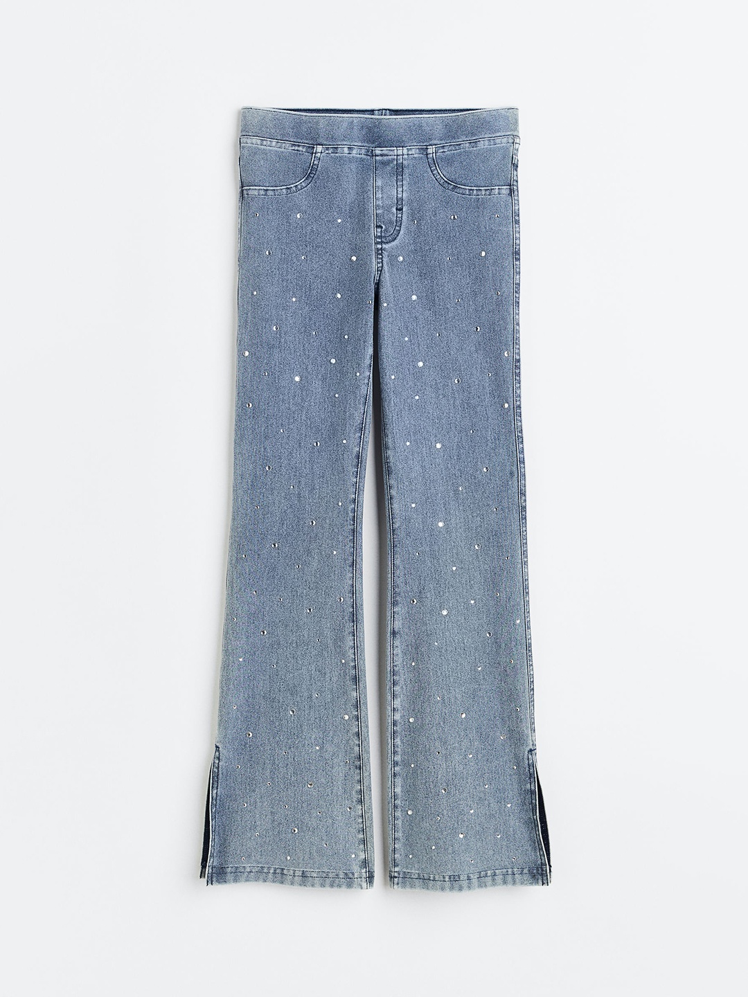 

H&M Girls Rhinestone-Detail Flared Jeggings, Blue
