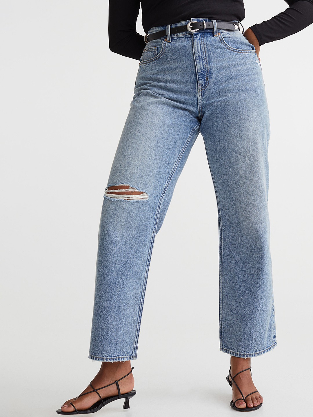 

H&M Women Blue Loose Straight High Jeans